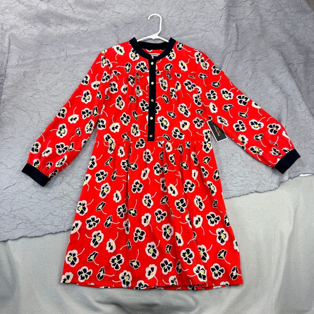 Juicy Couture Persimmon Pillow Talk Pansy Floral Dress Red Black Size 8 NWT read